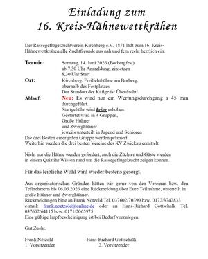 Kreis-Hähnewettkrähen 2026 Kreis-Hähnewettkrähen 2026