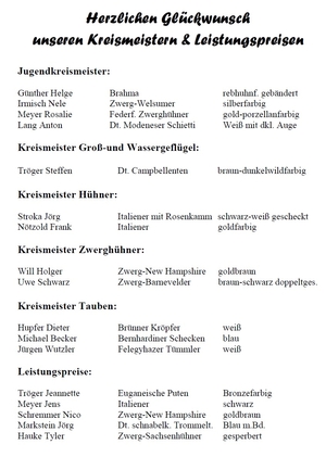 Kreismeister und Leistungspreis 2025 Kreismeister und Leistungspreis 2025